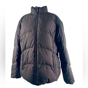 Eddie Bauer puffer coat premium goose down chocolate brown neutral winter sz xl